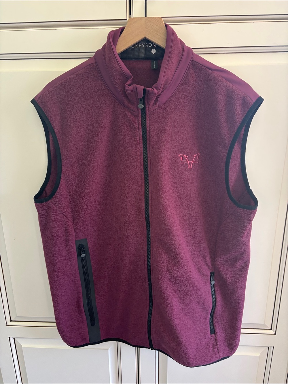 Greyson Burgundy Fleece Vest Full Zip Golf Outdoors Comfort Wolf Mens Size Large